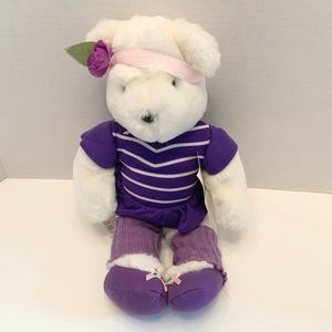 Vintage North American Bear 1984 Purple White Violet Exercise Bear 14" Plush